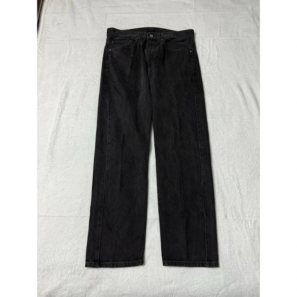 Levis 505 Jeans Mens 33x30 Black Regular Straight Mid Rise Dark Wash